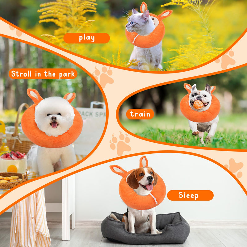 Adjustable Cat Collar Soft to Stop Licking After Surgery for Kitten, Alternative to Cone of Shame, Donut Cone for Cats, Pet Elizabethan Collar (Rabbit, Small)