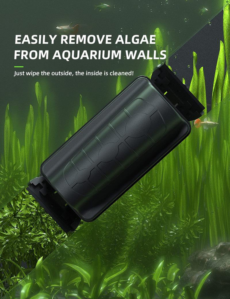 Jasonwell Magnetic Aquarium Fish Tank Cleaner Magnet Scraper for Glass Aquariums Cleaning Tools Scrubber Floating Brush (S) S Black - PawsPlanet Australia