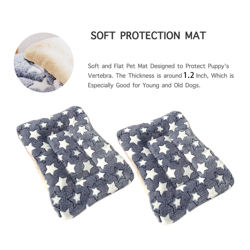 2 Pcs Pet Bed Mats. Ultra Soft Pet (Dog/Cat) Bed with Cute Prints. Reversible Faux Lambswool Kennel Pad for Medium Small Dogs and Cats. Machine Washable Pet Bed. Gray+Stars 18.5"L x 13.0"W x 1.2"Th - PawsPlanet Australia
