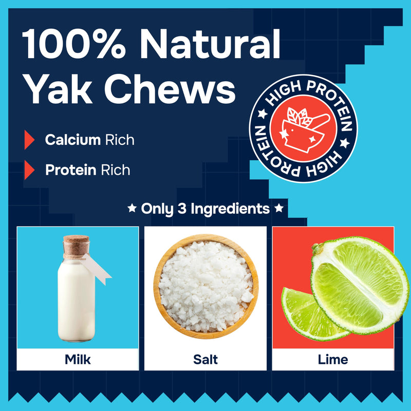 100% Natural Yak Cheese Himalayan Made Dog Chews All Breeds - Lactose Free Yak Chew for Small, Medium & Large Dogs - Dental Cleaning Dog Chews Aggressive Chewers - Long Lasting Odor & Gluten Free Extra Large (4 Chews )