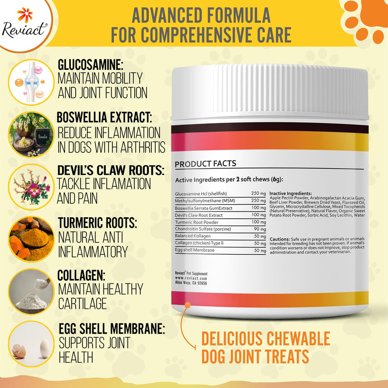 Advanced Canine Joint Supplement – Joint Care for Dogs – Active Dog Supplement with Devil’s Claw Boswellia & Turmeric – Tasty Dog Supplement for All Dog Breeds and Ages - PawsPlanet Australia