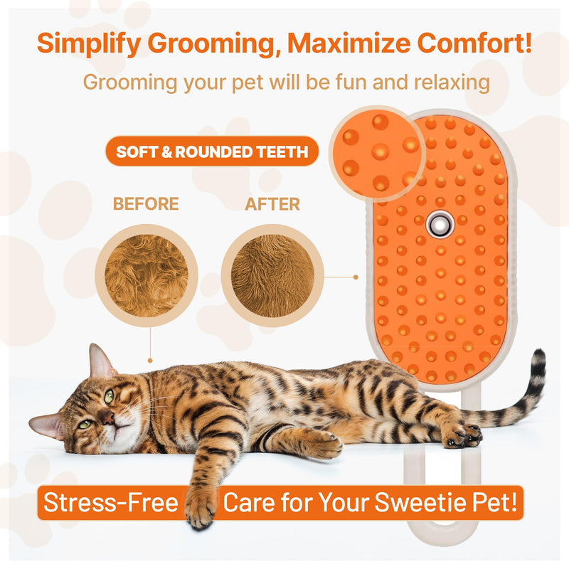 4 in 1 Cat steam brush, steam brush for dogs, rabbits., Pet spray comb for shedding and grooming, Gentle Technology, Easy-to-Clean, massage, Grooming Washable, useful for shedding - PawsPlanet Australia