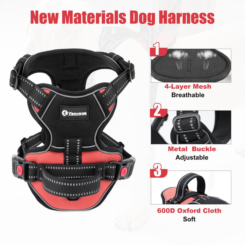 Dog Harness with Leash, Heavy Duty No-Pull Tactical Vest Reflective Harness with Control Handle for Small Medium Dogs - PawsPlanet Australia