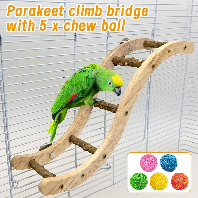 Hamiledyi Nature Wooden Bird Ladder Pet Parrots Climb Bridge Exercise Stands for Parakeet Climbing Chewing Bridge Bird Cage Accessories for Cockatiel Parakeet Lovebirds Budgie Style 3 - PawsPlanet Australia