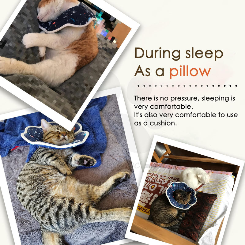 Soft Cat Recovery Collar,Adjustable Cat Cone,Cat Protective Cone Collar After Surgery,for Cats (Starry Sky, M) Starry Sky Medium - PawsPlanet Australia
