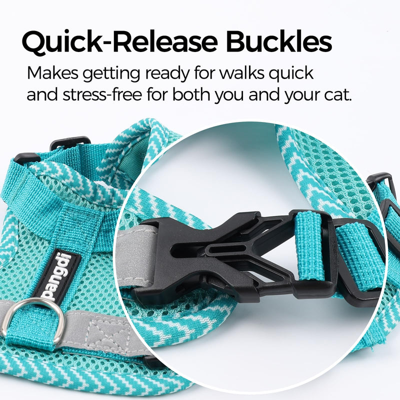 Cat Harness and Leash Escape Proof Extra Large Kitten Harness Maine Coon Cat Vest for Walking Travel, Turquoise, XL X-Large