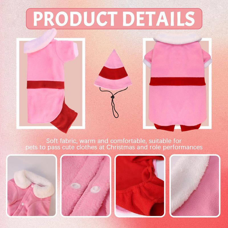 Dog Christmas Outfit with Cap, Funny Dog Elf Outfit, Christmas Dogs Clothes for Pets Party Winter Warm Outfits (Pink, 4X-Large) pink - PawsPlanet Australia