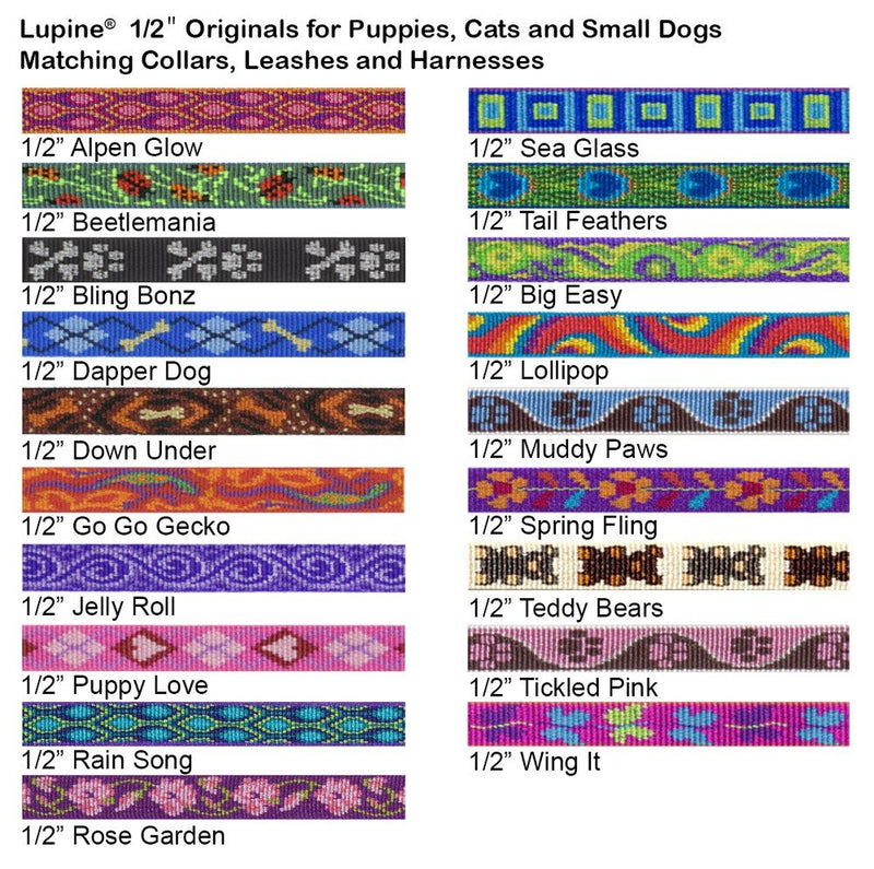 LupinePet Originals 1/2" Rain Song 6-foot Padded Handle Leash for Small Pets 1/2"W; 6 Foot Length - PawsPlanet Australia