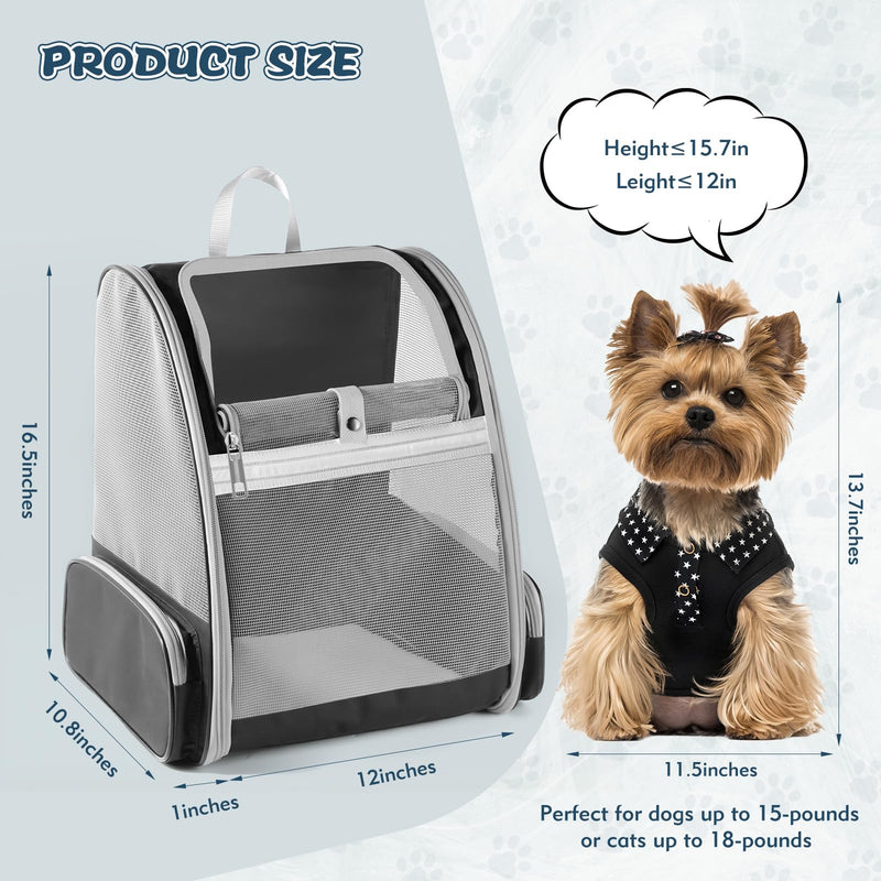 Cat Backpack Carrier, Pet Backpack Carrier Cats and Small Dogs, Collapsible Fully Ventilation Cat Backpack for Outdoors Hiking Camping Travel(up to 16.5lbs) - PawsPlanet Australia