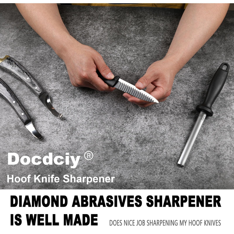 Farrier Hoof Knife Sharpener, Diamond Coated Honing Rod for Curved Blades, Fine 800 Grit Abrasive for Precise Edge Maintenance on Horse Hoof Trimming Tools