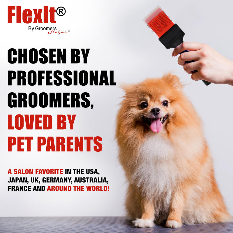 FlexIt Home - Flexible Slicker Brush for Dogs - Dog Grooming Brush for Poodles, Golden Doodles, Huskies, Retrievers, and Labradoodles - Professional 3-in-1 System & Video Trainings (Single, Firm Flex) Firm Flex - Single