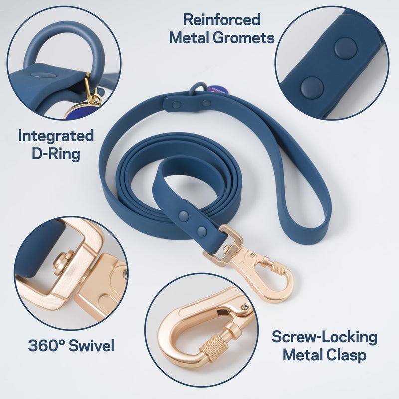 6ft Dog Leash, Dog Collars, Poop Bag Dispenser, & Dog Poop Bag Included. Waterproof Leash for Medium Dogs, with Heavy Duty Nylon PVC. Use as Puppy Collar and Leash (Purple, Medium) Purple - PawsPlanet Australia