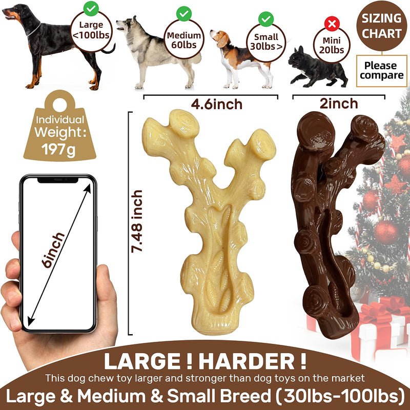 2 Pack Dog Chew Toys for Aggressive Chewers,Boredom and Stimulating Best DogToys for Medium/Large Breed,Tough Durable Almost Indestructible Dog Bones for Teeth Cleaning and Training - PawsPlanet Australia