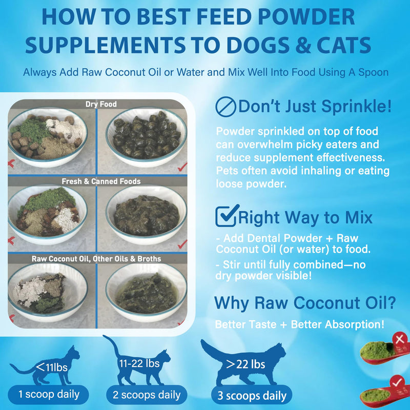 Cat Dental Care Powder Bad Breath Treatment for Cats Teeth, Mouth, Gums & Gut, Plaque Off,Tartar Control, Help Feline Gingivitis and Stomatitis, with Natural Extracts & Probiotics Cat Dental Powder - PawsPlanet Australia