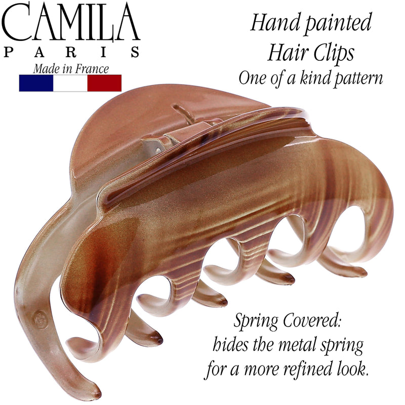 Camila Paris CP3216 French Hair Clip for Women for Thick Hair for Long Curly Wavy Hair, Large, Girls Hair Claw Clips Jaw Styling Hair Accessories for Women, Strong Hold No Slip Grip, Made in France Brown - PawsPlanet Australia