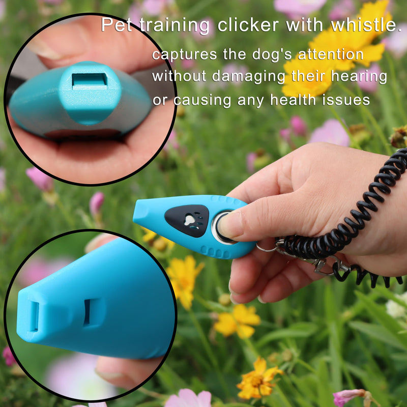 Pet Training Clicker with Whistle and Wrist Strap - Dog Training Clickers Whistles (Black + Blue) - PawsPlanet Australia