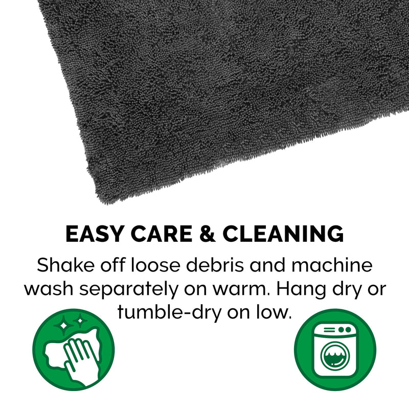 Furhaven 36" x 26" Highly Absorbent Dog Door Mat for Muddy Paws, 100% Washable, Perfect for Entryway, Kitchen, & Bathroom Use - Chenille Shammy Rug - Charcoal (Gray), Large - PawsPlanet Australia