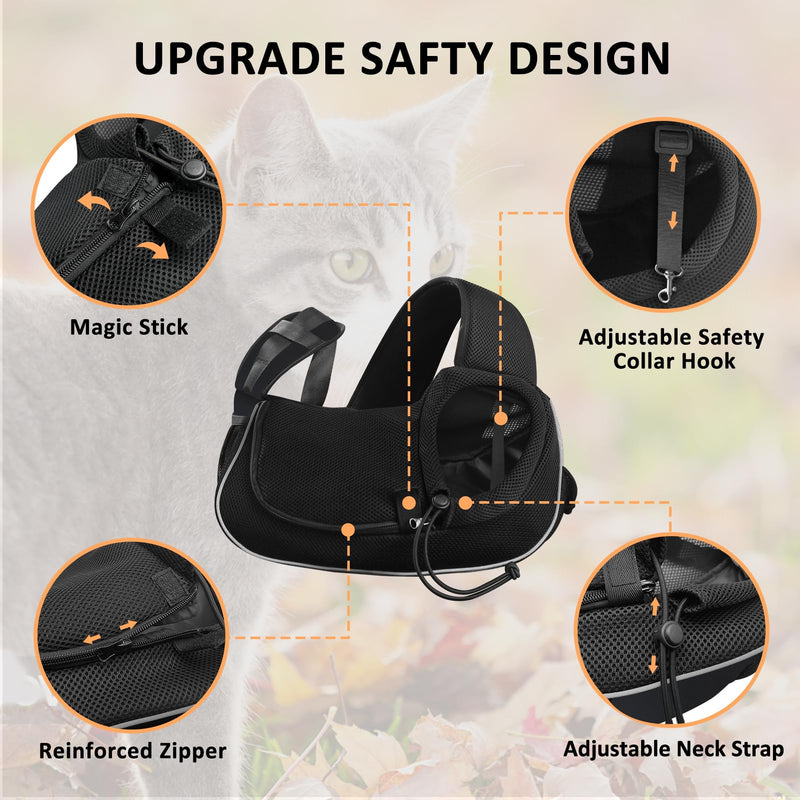 Gloppie Dog Sling Puppy Carrier Travel Cat Carrier Dog Carrying Bag Pet Carrier for Small Dogs Below 5 lbs Dog Accessories & Cat Supplies Black 15.8"L x 3.9"W x 7.1"H Classic Black - PawsPlanet Australia