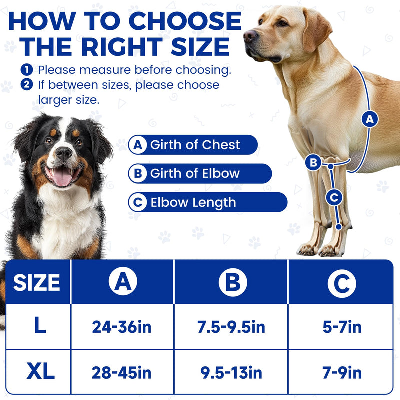 Dog Elbow Brace with Hot/Cold Gel Pack, Adjustable Dog Leg Braces, Dog Front Shoulder Brace, Canine Elbow Pads for calluses and Post-Surgery Recovery(Left Leg,L) Left Leg L