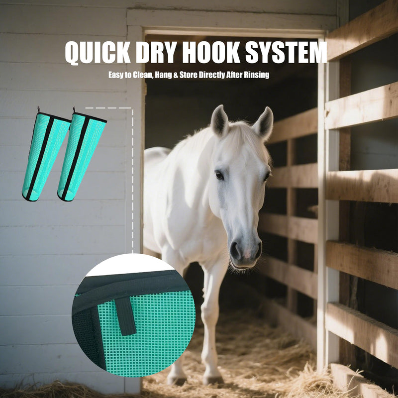 Mesh Horse Fly Boots Set of 4, Loose Fitting Shoofly Leggings for Horses with Breathable & Adjustable, Fly Leg Wraps for Horses Stop Annoying Stomping, Stay-on Comfortable Shoo Fly Boots (Mint) Mint - PawsPlanet Australia