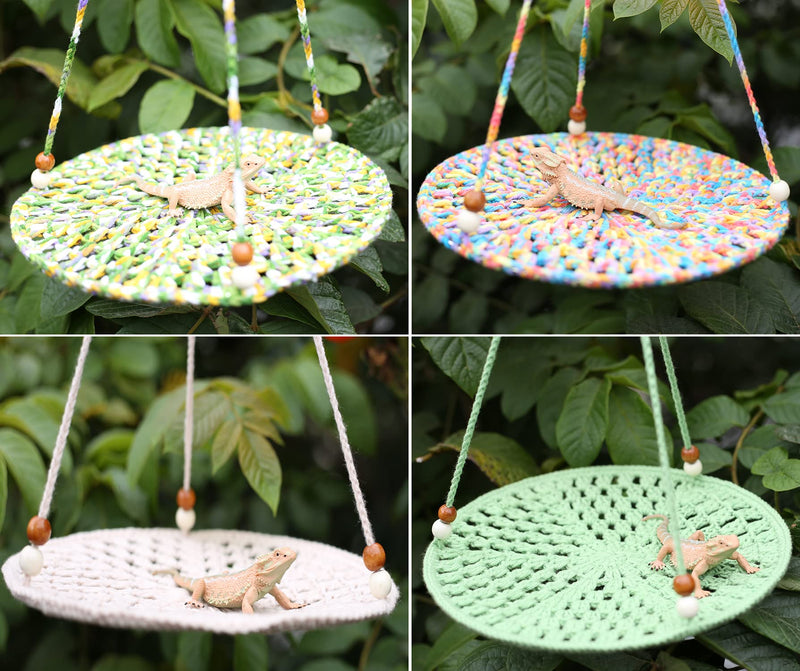 Handwoven Hammock Bearded Dragon Rest Bed Habitats Supplies Climbing Terrarium for Lizard Leopard Gecko Parrots Parakeet Cockatiel Rats Snake Hamster Squirrel Chameleon Small Birds (Dazzling Orange) Dazzling Orange Hook-Hammock - PawsPlanet Australia