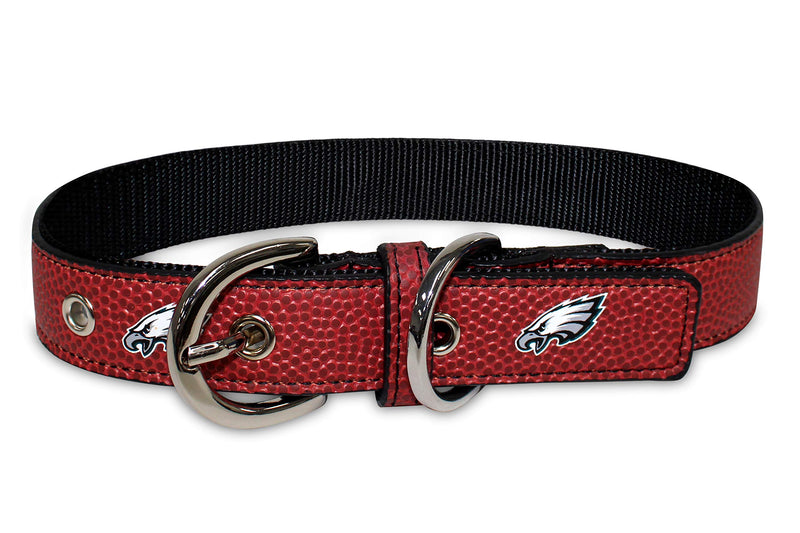 Pets First Tough Leather Pet Collar NFL Philadelphia Eagles Premium Dog Collar, Limited Edition, Size Medium. Best & Strongest Heavy-Duty Dog Collar!, Medium (16-20" Long & 1" Wide) (PHL-3081-MD) - PawsPlanet Australia