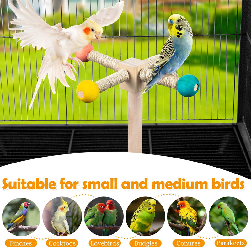 Rotating Bird Perches Toy, Interactive Spinning Parrot Parakeet Toys, Wooden Exercise Stand Bird Cage Accessories for Budgies,Cockatiels,Small Birds Rotating Bird Swing Toys - PawsPlanet Australia