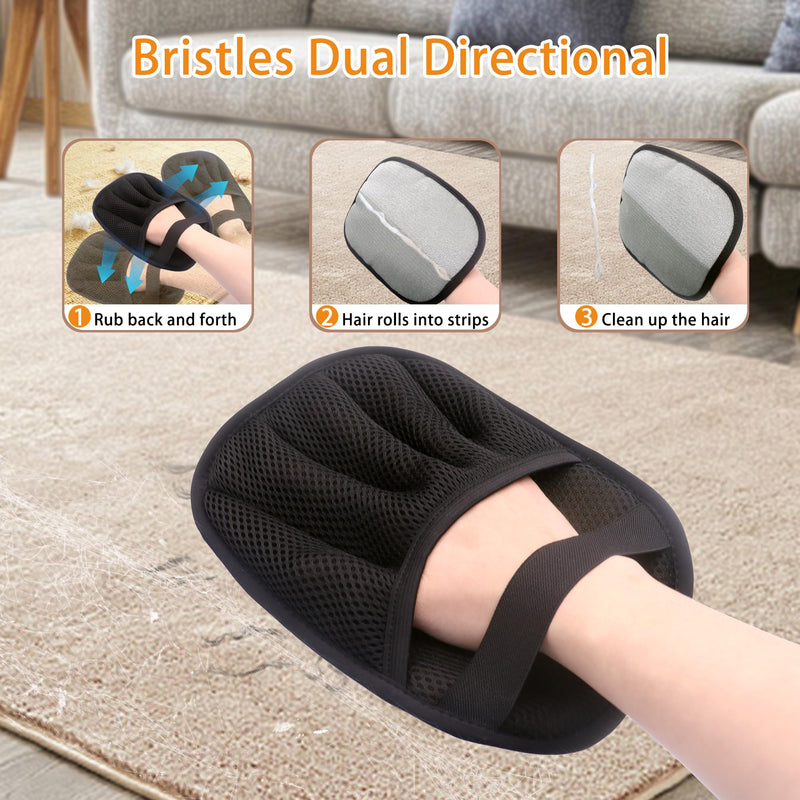 2 PCS Pet Hair Remover Glove Reusable cat and Dog Hair Remover Static dehairing Gloves for Sofas, Furniture, Carpets, car Seats, pet Grooming cat and Dog dehairing Tools - PawsPlanet Australia