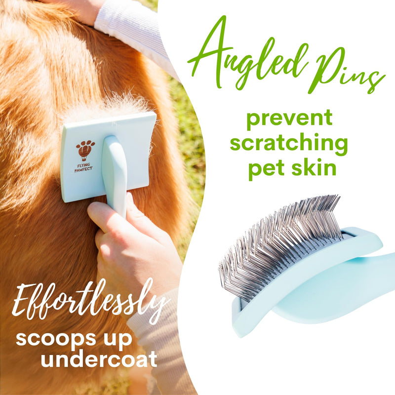 Premium Slicker Brush With Soft Massage Grooming Stainless Steel Pins - For Dematting, Shedding Fur, and Undercoat - Ideal Gift for Professional Pet Groomers - Long Slicker Brush (Coral, Curved Large) Coral