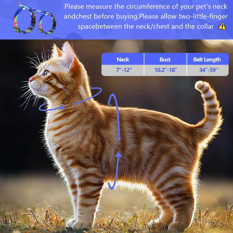 Cat Harness and Leash Set for Walking,Escape Proof Lightweight Soft and Comfortable,Adjustable Kitten Harness and Leash (Hawaii) Hawaii - PawsPlanet Australia