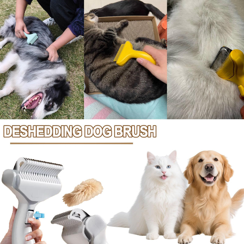 Deshedding Dogs Brush with Release Button, Undercoat Rake for Cats, Professional Shedding Comb & Dematting Tool, Grooming Comb for Long Hair, Thicker Coats Pets - PawsPlanet Australia