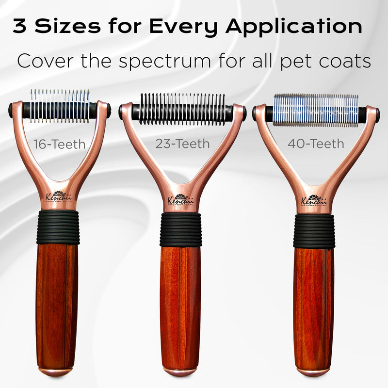 Kenchii Luxury Pet Grooming Rake - Enhance Your Pet's Coat with Precision - Dematting Undercoat Rake for Dogs, Cats - Dog Brush for Shedding 23 Teeth