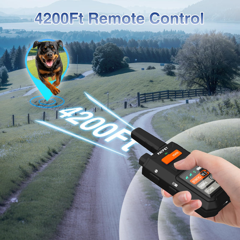 PATPET Training Collar for Dogs, 4200Ft Dog Training Collar with Remote, 3 Training Modes Beep, Vibration, Static, Rechargeable Electric Collars for Medium Large Dogs Black 2 Collars - PawsPlanet Australia