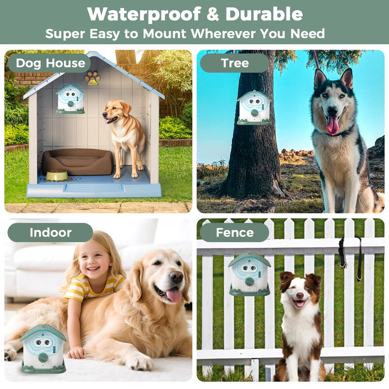 Anti Barking Device for Dogs, Ultrasonic Dog Bark Deterrent Devices with 3 Modes, 50Ft Range Stop Barking Control Devices for Dog Training in Outdoor Indoor, 1200mAh Rechargeable, Waterproof Green House
