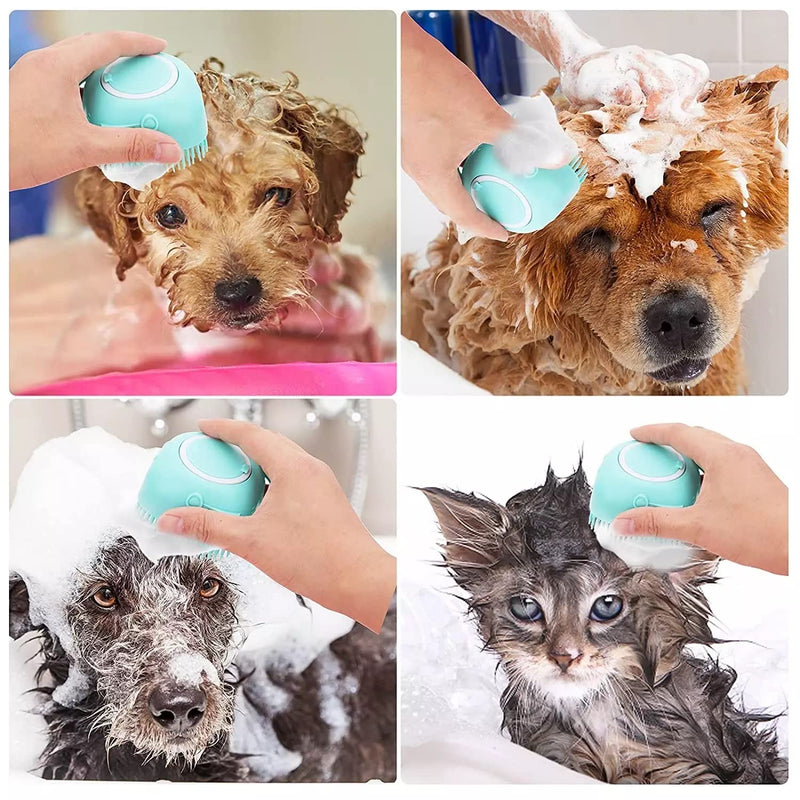 BEAUTY PCKT 2 IN 1 CAT AND DOG BATH MASSAGE BRUSH (pink, soft colors) Pink - PawsPlanet Australia