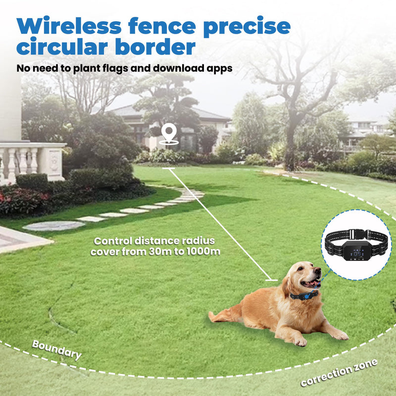 Wireless Dog Fence, GPS Dog Collar Fence System with 3 Warning Modes, Rechargeable Wireless Fence for Dogs, Outdoor Use Wireless Pet Fence, Range 98-3280 FT - PawsPlanet Australia