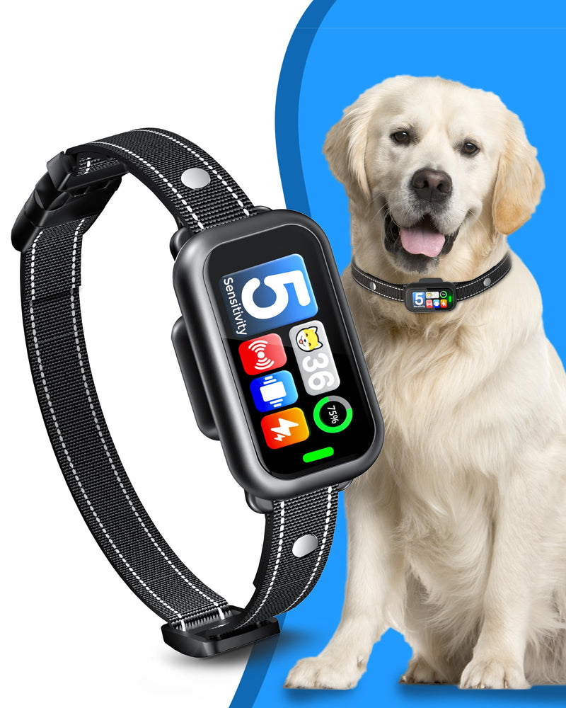 Dog Bark Collar, Smart AI Barking Collar for Large Medium Small Dogs, IP67 Waterproof Rechargeable Training Device with 5 Modes, 5 Sensitivity & Safe Shock, Fits 8-150 lbs, Over 6 Months Old, Black - PawsPlanet Australia