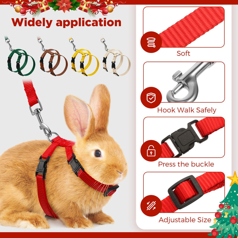 Outus 5 Pieces Adjustable Rabbit Harness and Leash Set Escape Proof Bunny Harness Vest for Pet Running Walk Jogging Leash Harness for Bunny Cat Puppy Kitten Ferret and Other Small Pet(Vivid Color) Vivid Color - PawsPlanet Australia