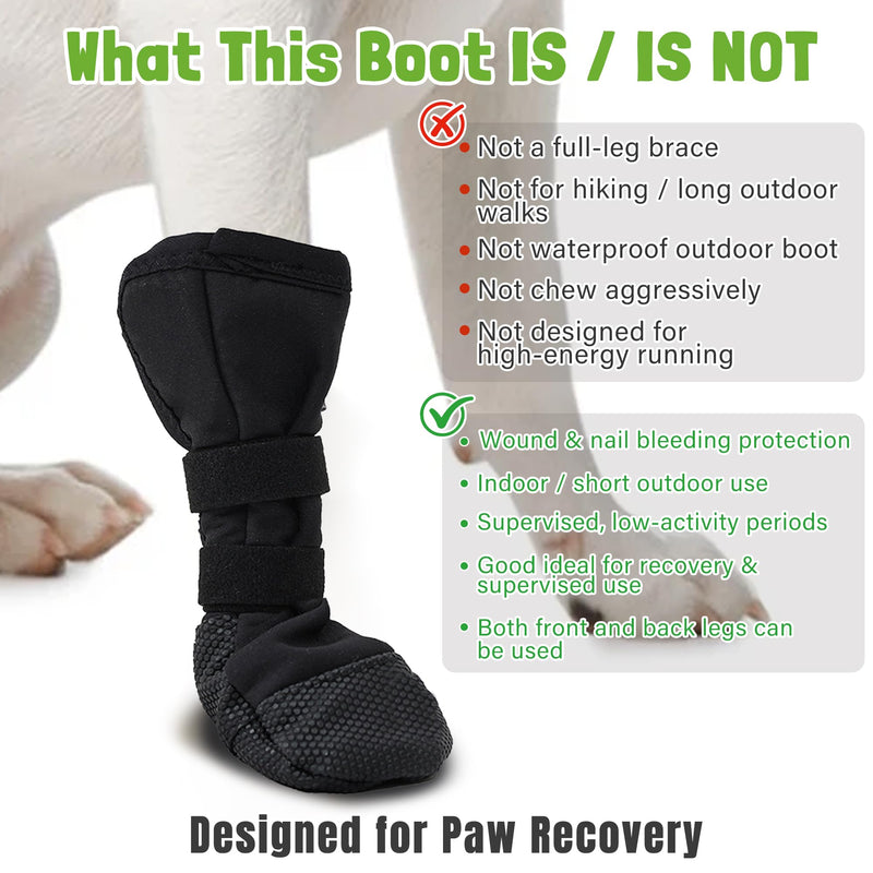 Dog Paw Wound Recovery Boot, Lick-Proof Protection, Non-Slip Pet Shoe with Self-Adhesive Strap, Soft Protector for Medium to Large Dogs, 2PCS (M) M