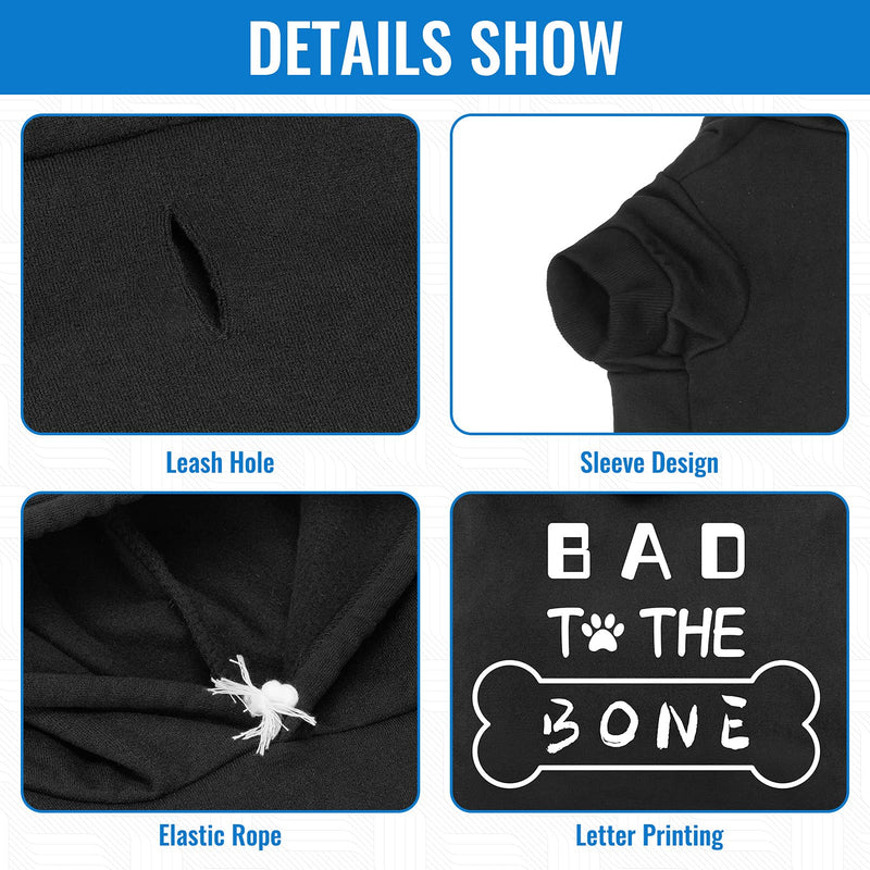 Dog Hoodies Bad The Bone Printed - Cold Protective winter Coats Warm Puppy Pet Dog Clothes Black Color Extra Large X-Large - PawsPlanet Australia