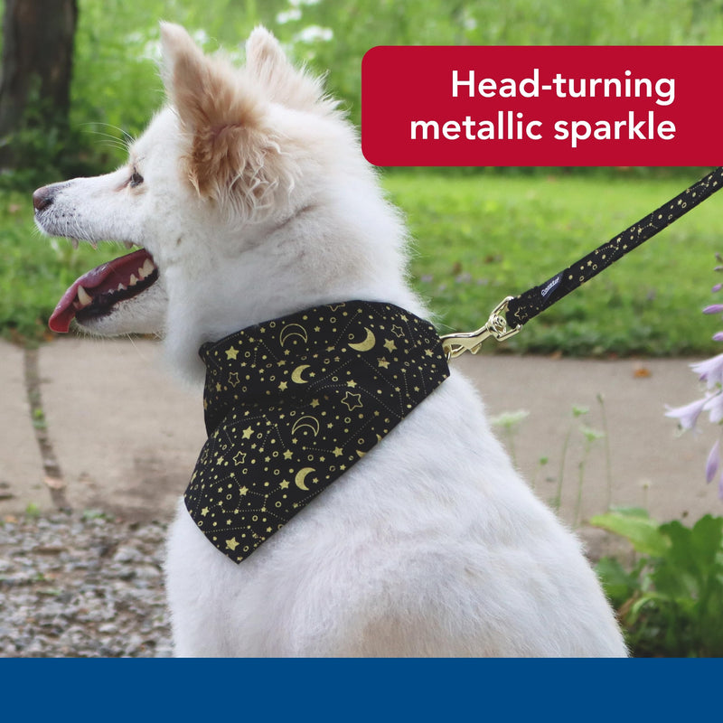 Coastal Pet Accent Metallic Over The Collar Dog Bandana - Fashionable Dog Style - Comfortable Fit - Over-The-Collar Fit with Metallic Sparkle - Bright Black Galaxy, 7" x 10" - PawsPlanet Australia