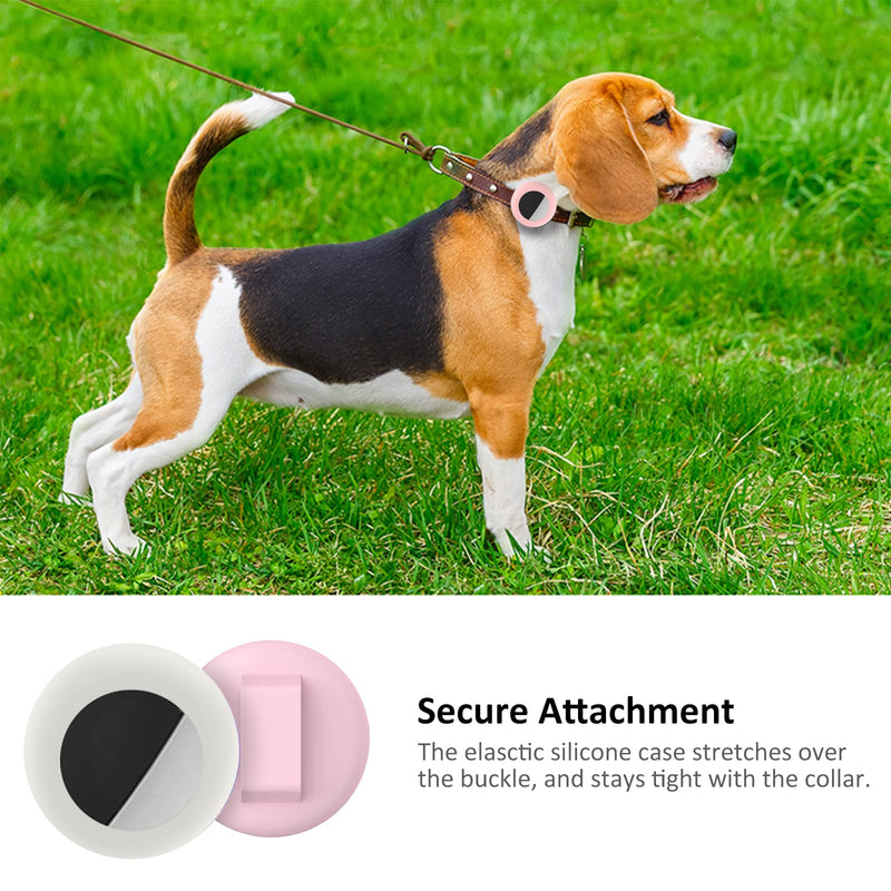 2022 AirTag Cat Collar Holder, Small AirTag Compatible Case, 2Pack Waterproof Cover for Pet Collar Within 3/8 inch (Pink&White) Pink&White - PawsPlanet Australia