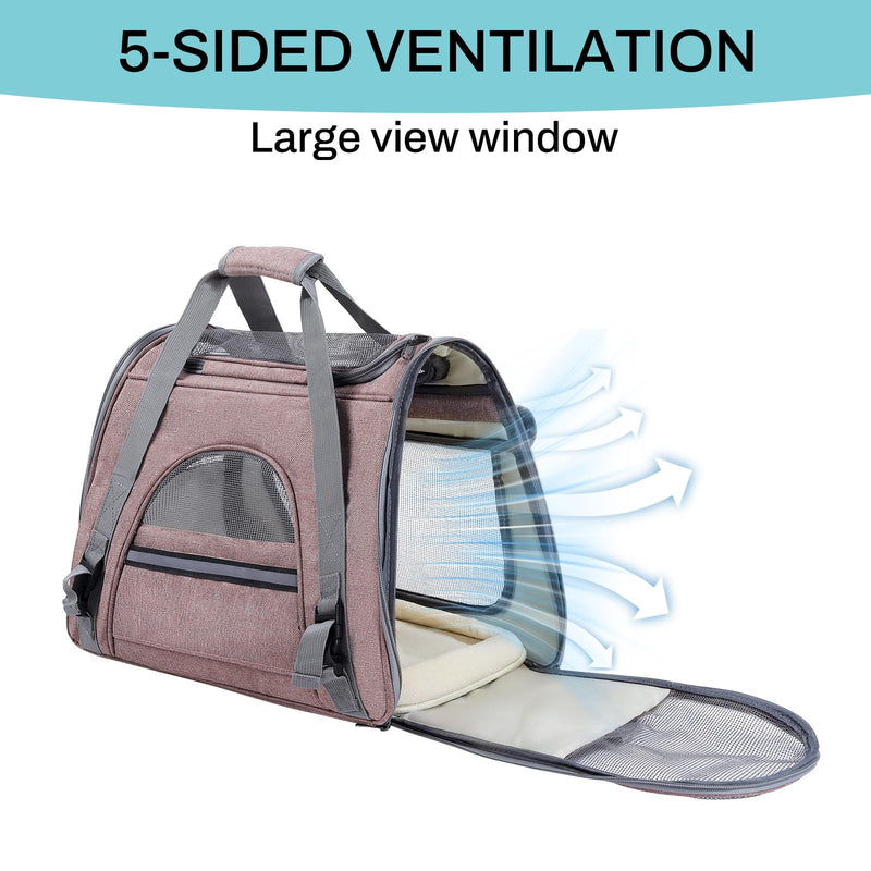Airline Approved Soft-Sided Pet Carrier for Cats & Small Dogs - Ventilated Travel Bag with Removable Mat, Under 15 lbs, Red - PawsPlanet Australia