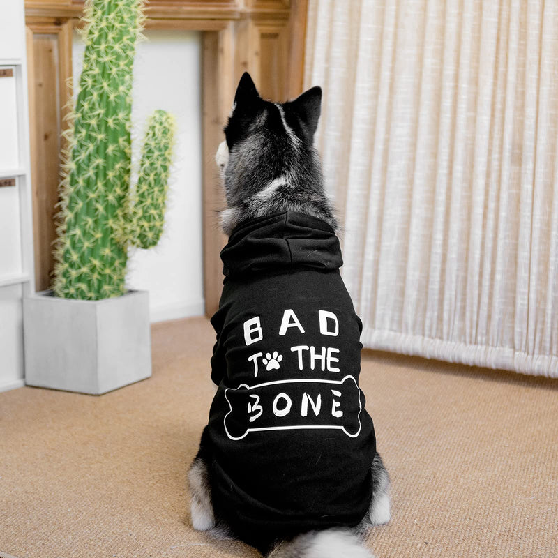 Dog Hoodies Bad The Bone Printed - Cold Protective winter Coats Warm Puppy Pet Dog Clothes Black Color Extra Large X-Large - PawsPlanet Australia