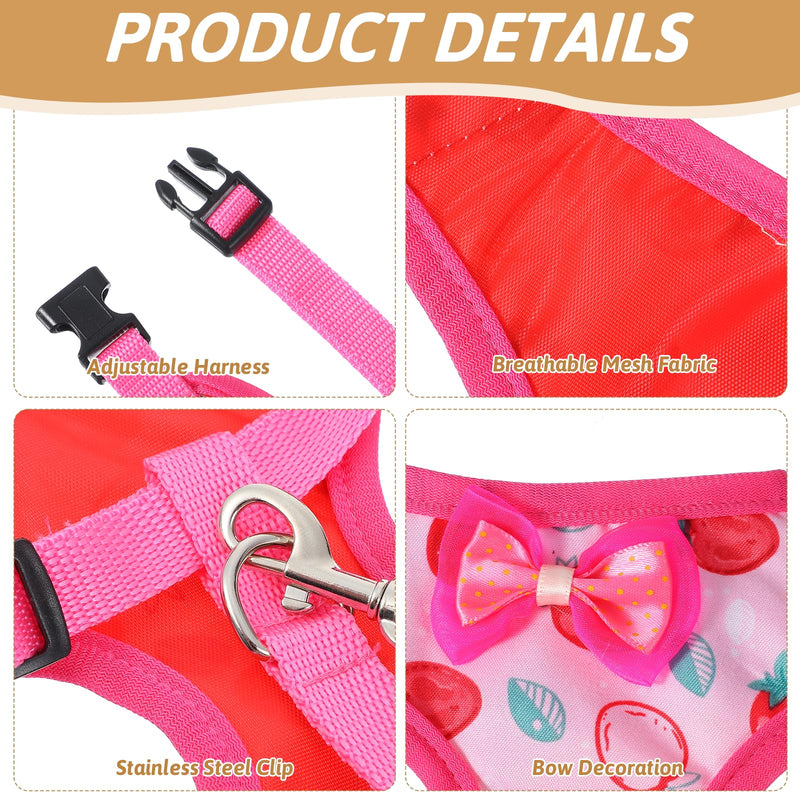 2 Pcs Adjustable Chicken Harness and Leash Set, Comfortable Chicken Vest Elastic Hen Vest with Strawberry Pineapple Print for Small Pets Duck Goose Hen Training Walking Supplies - PawsPlanet Australia