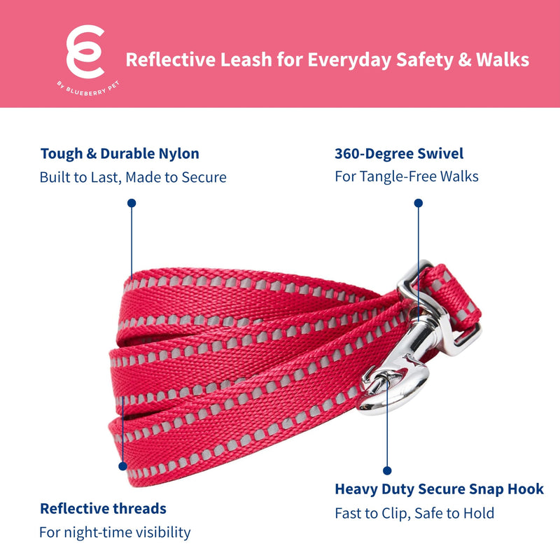 Blueberry Pet Essentials Reflective Dog Collar & Leash Set, Adjustable for Small Dogs | Safe Walking Gear for Pet Parents, Puppy Training & Daily Use SmallDogs, Very Berry - PawsPlanet Australia