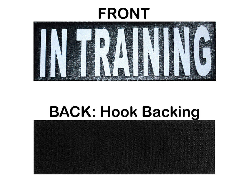 Doggie Stylz Set of 2 Reflective in Training Removable Patches with Hook Backing for Working Dog Harnesses & Vests. Durable and Interchangeable - Comes in 3 Sizes Small, Medium and Large Medium 4" X 1.5" - PawsPlanet Australia