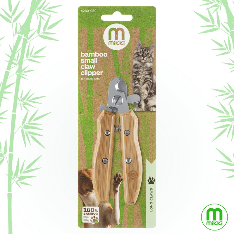 Mikki Bamboo Claw Clipper For Dogs & Cats, With Safety Stop to Reduce Risk of Over Clipping, Micro-serrated Blades for a Clean Cut, Blade Lock for Safe Storage, Suitable for All Pets, Small