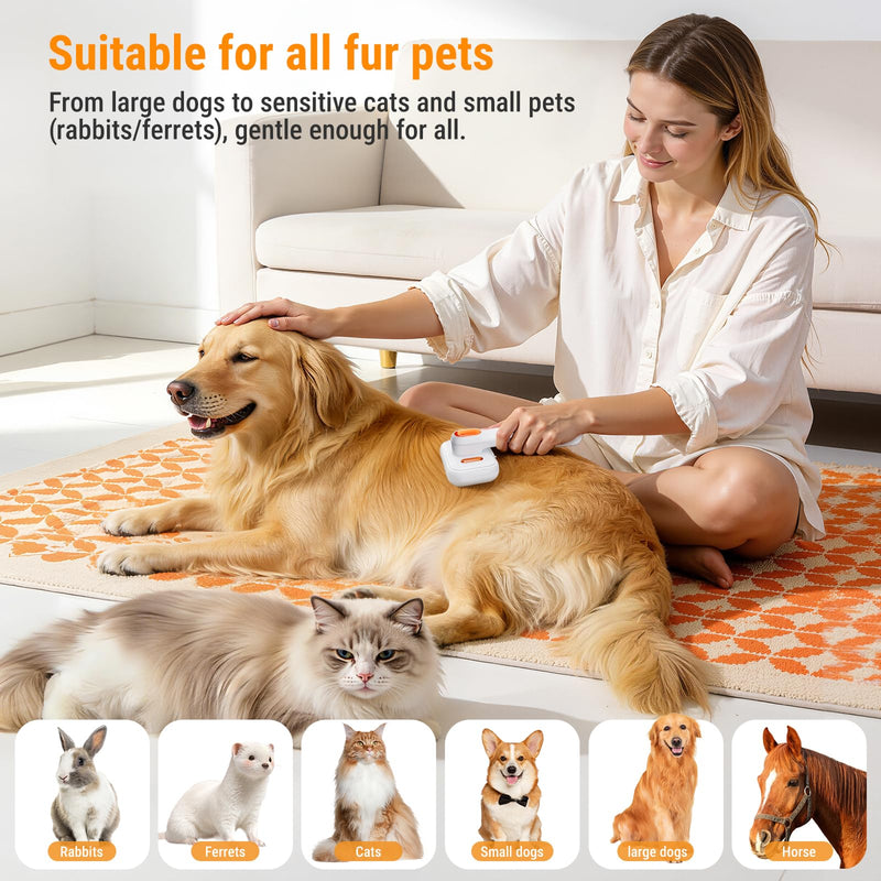 3-in-1 Pet Grooming Brush with Cool Mist & Self-Cleaning - Rechargeable Deshedding Tool for Dogs Cats, Extra Wide Comb, Water Window, Safe for All Coats