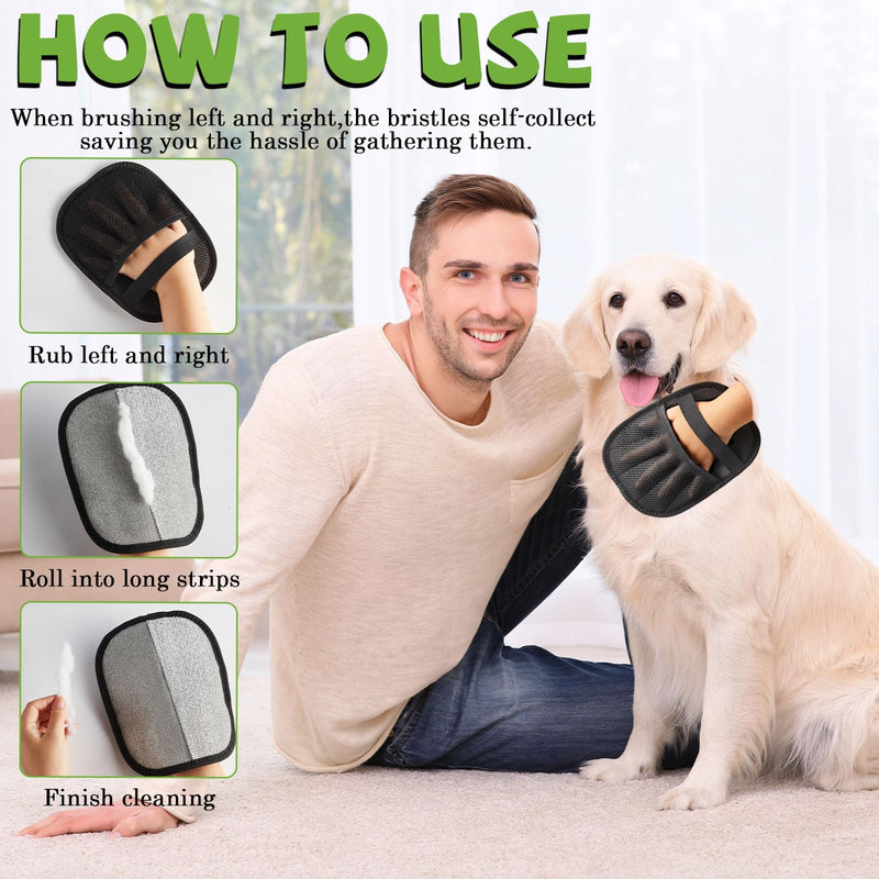 Upgraded Five-Finger Electrostatic Pet Hair Remover Glove for Cats & Dogs Reusable Magic Fur Brush Washable Double Sided Static Pet Hair Fur Remover Tool for Couch, Car Seat, Carpet & Laundry - PawsPlanet Australia